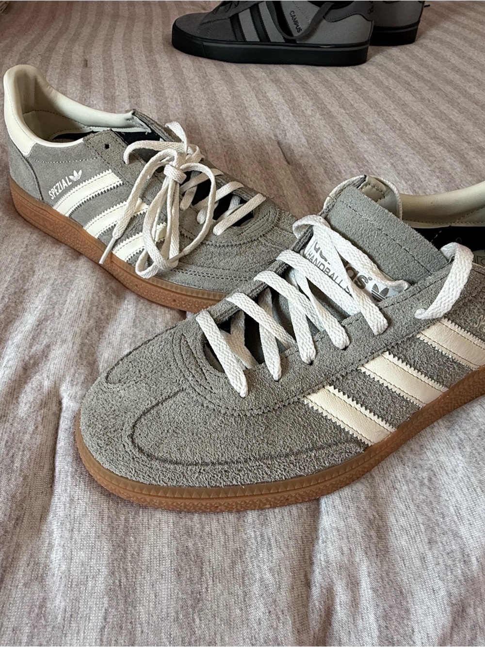 adidas Spezial women’s Grey Suede Sneakers with Gum Sole
